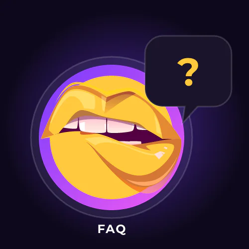 Rumors lips emblem with a question-mark chat bubble
