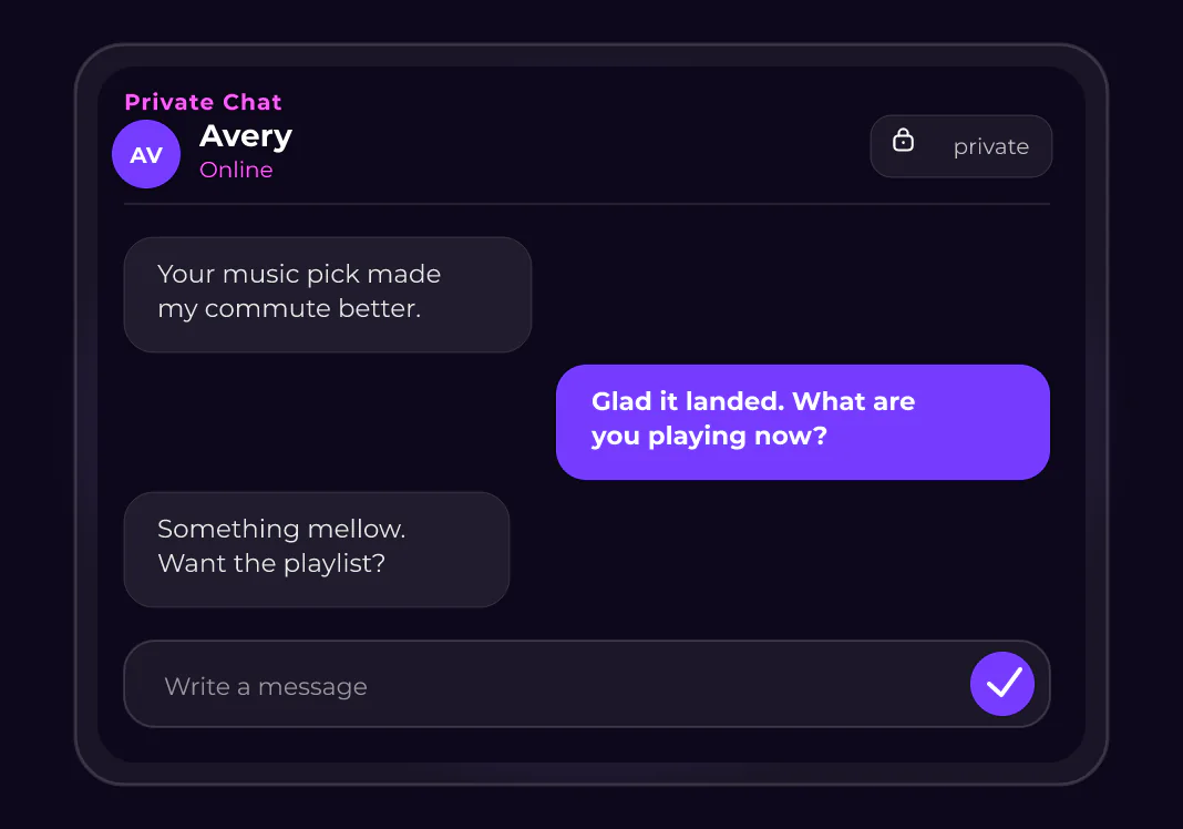 Private Chat with a privacy lock and three messages